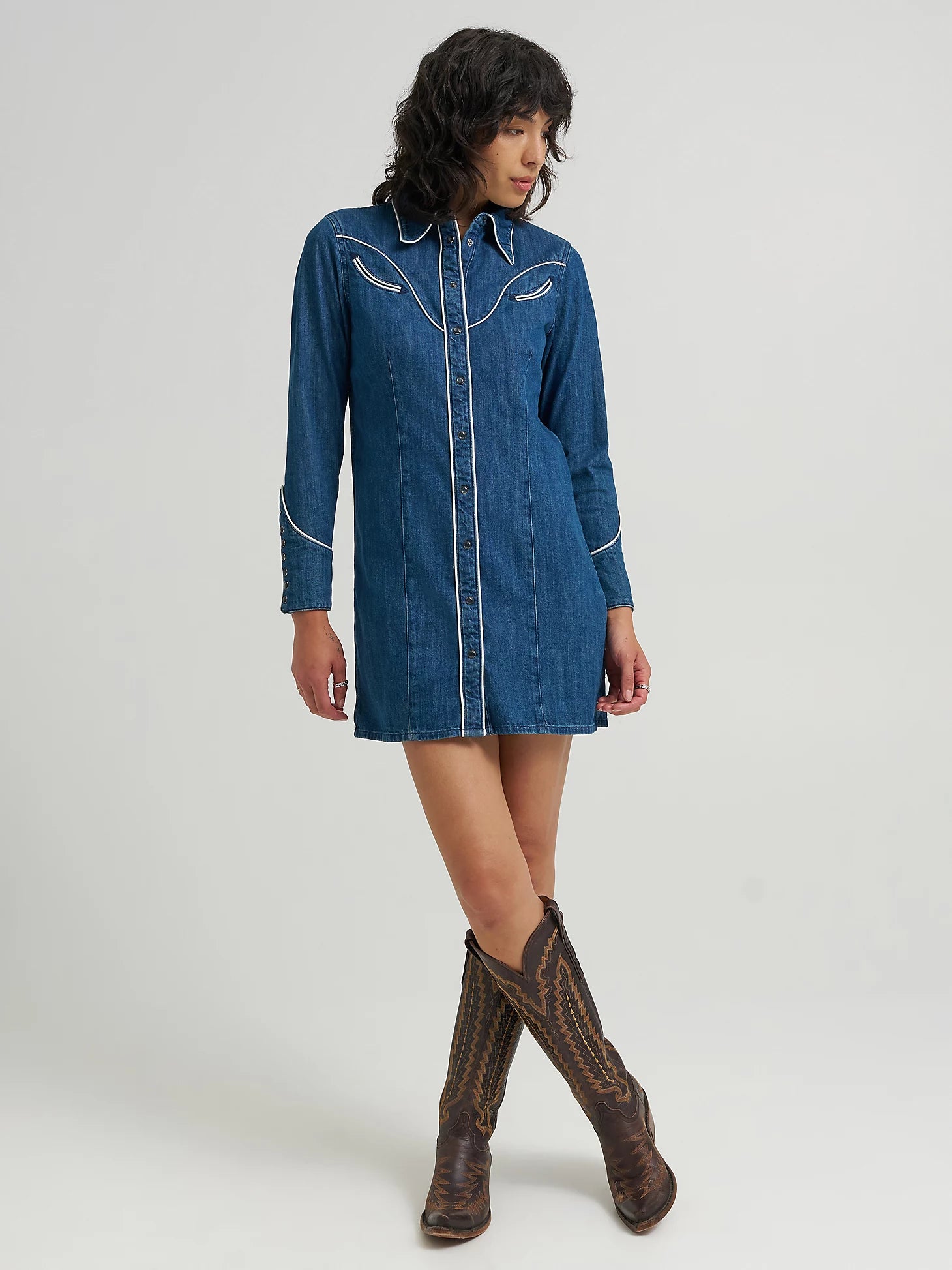PIPED SHIRT DRESS