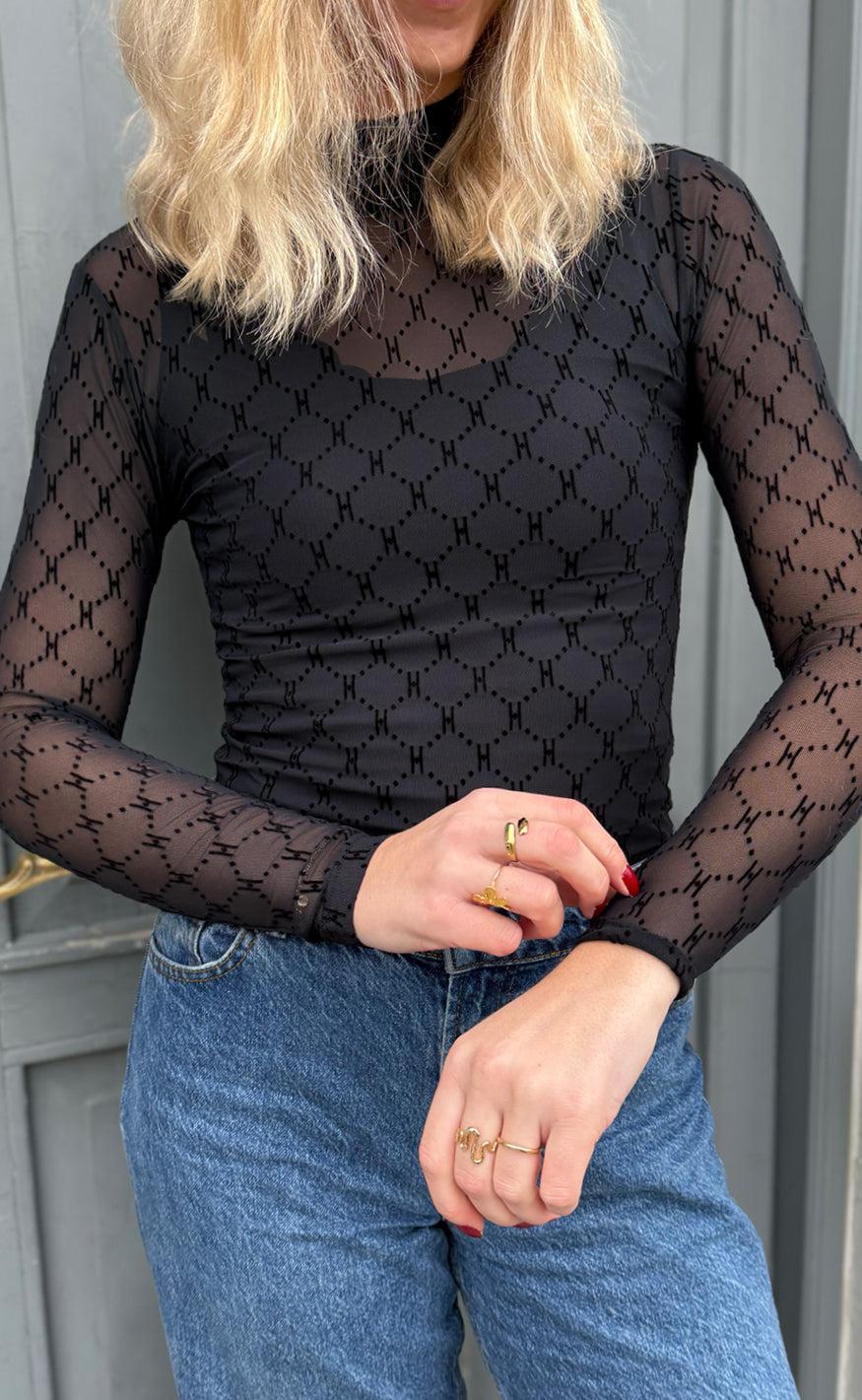 HYPETHEDETAiL mesh high neck-Black